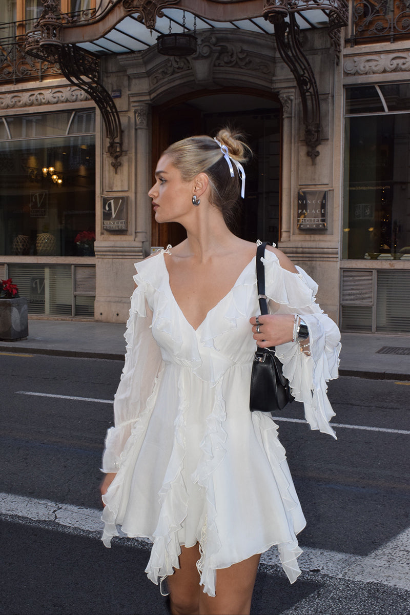 MORNING FOREST MINI DRESS IN WHITE - CULT MIA