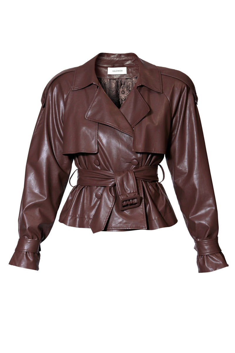 AGGI by Halewski Collins jacket in chocolate brown, stylish men's jacket with a smooth fabric finish and modern design.