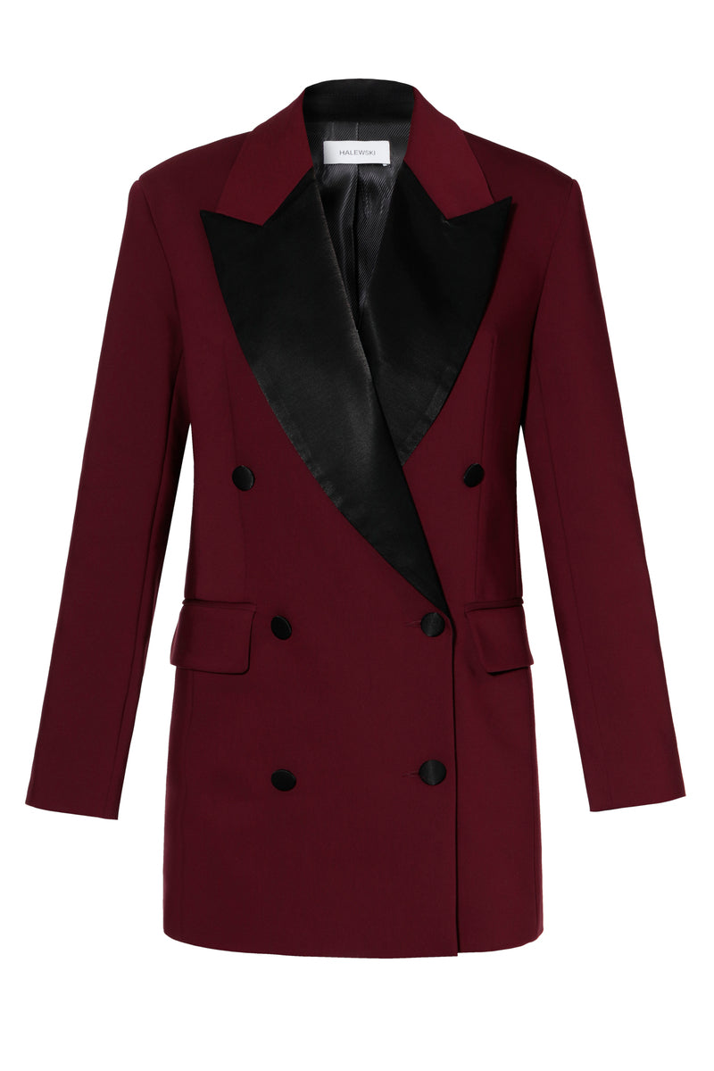 MORGANA BLAZER DRESS IN BURGUNDY AND BLACK - CULT MIA