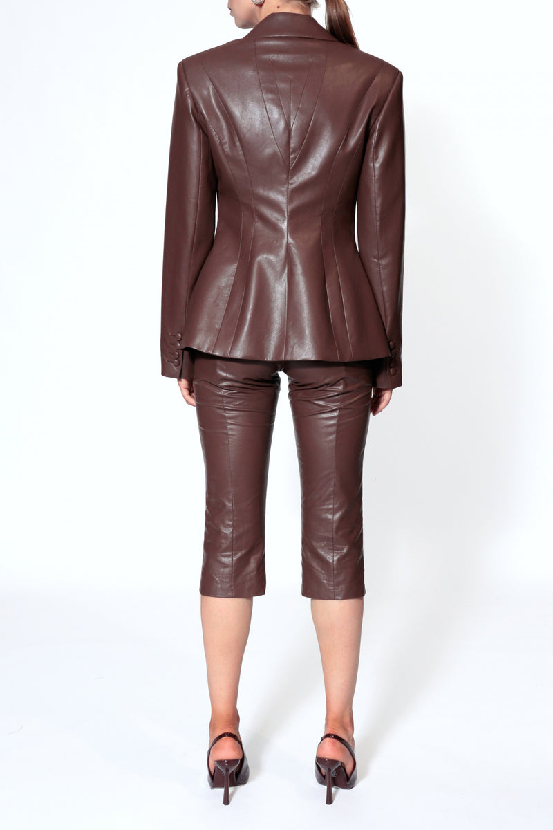 AGGI by Halewski Bonnie blazer in chocolate brown, tailored women's blazer with structured fit and lapel collar.