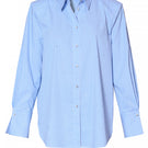 Light blue IRMA blouse by AGGI by HALEWSKI featuring a stylish shirt design with jet details.