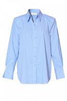 Light blue IRMA blouse by AGGI by HALEWSKI featuring a stylish shirt design with jet details.
