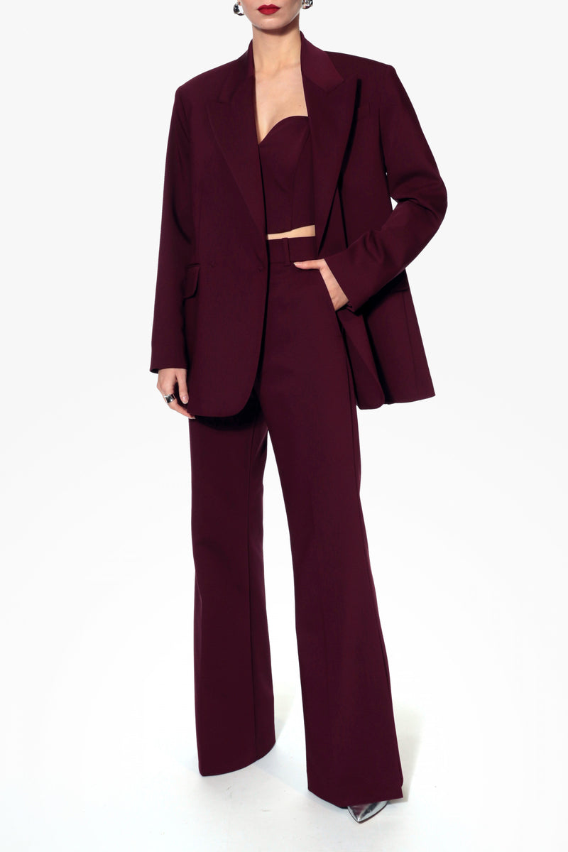 CAMILLA PANTS IN BURGUNDY WINE - CULT MIA