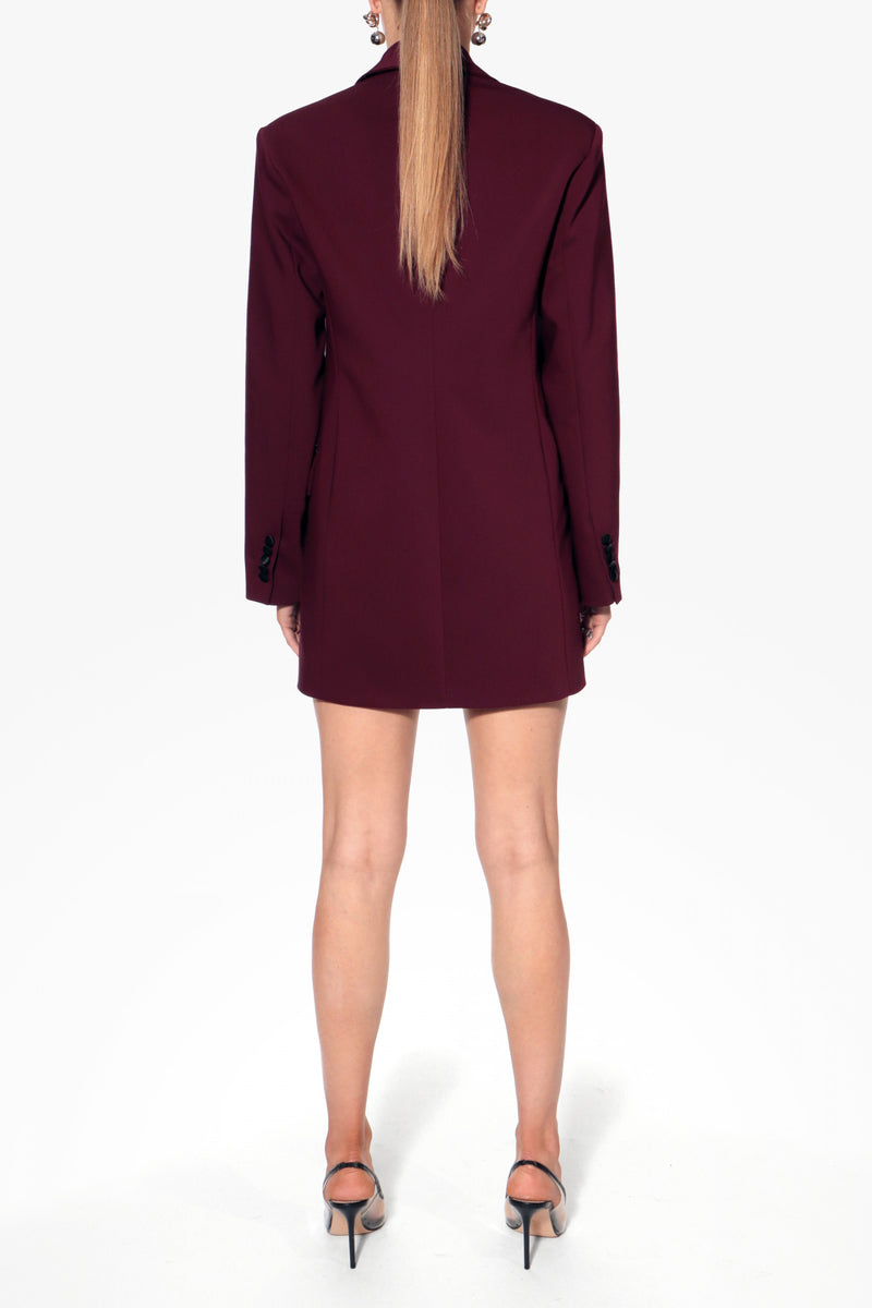 MORGANA BLAZER DRESS IN BURGUNDY AND BLACK - CULT MIA