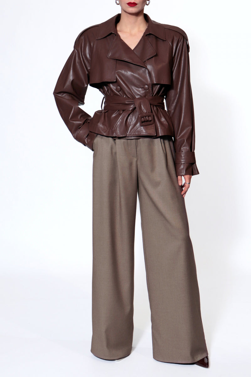 COLLINS JACKET IN CHOCOLATE BROWN - CULT MIA