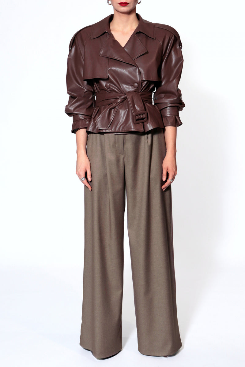 COLLINS JACKET IN CHOCOLATE BROWN - CULT MIA