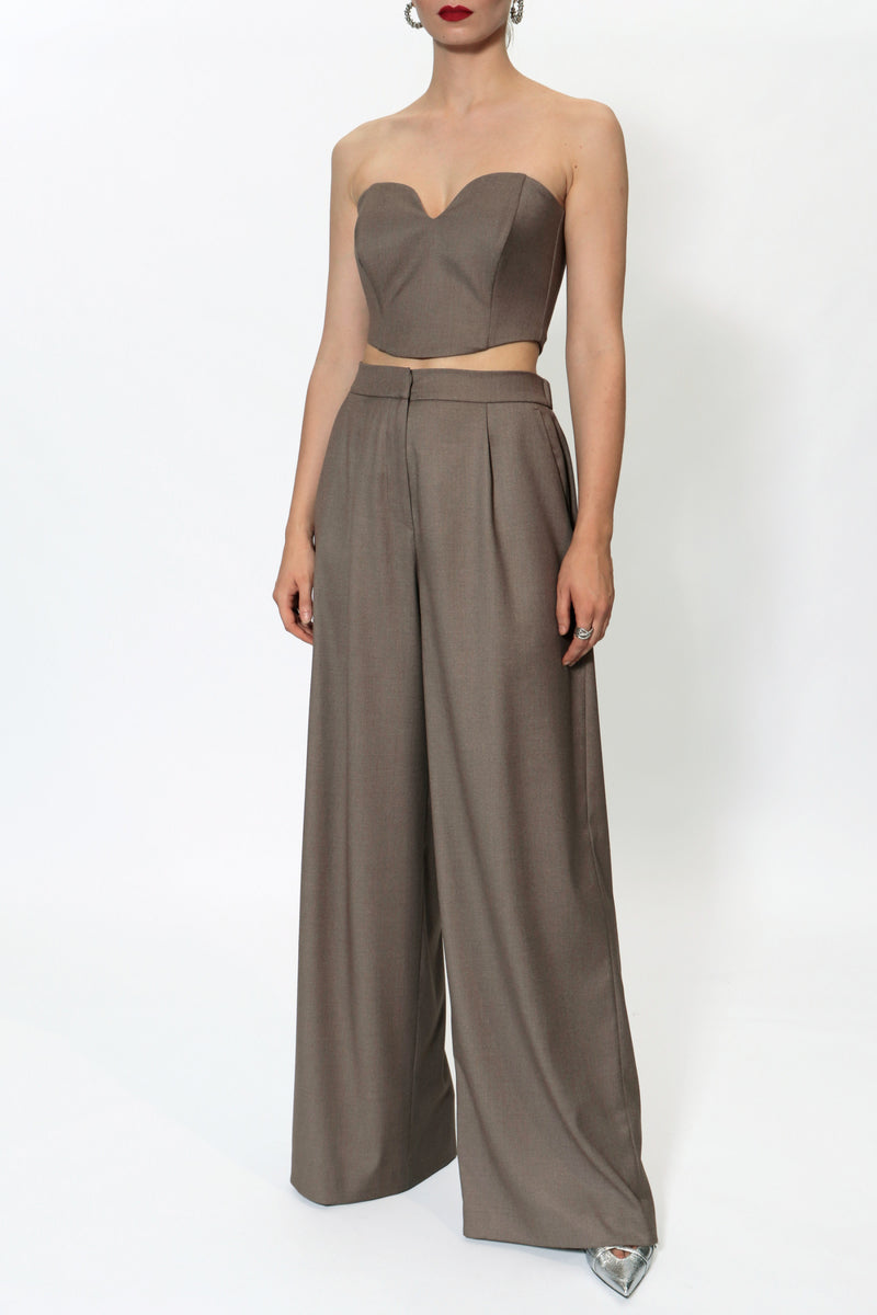 OPHELIE PANTS IN BROWN MELANGE - CULT MIA