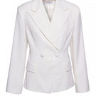 Off-white blazer by AGGI by HALEWSKI featuring a tailored fit, notched lapels, and structured design.