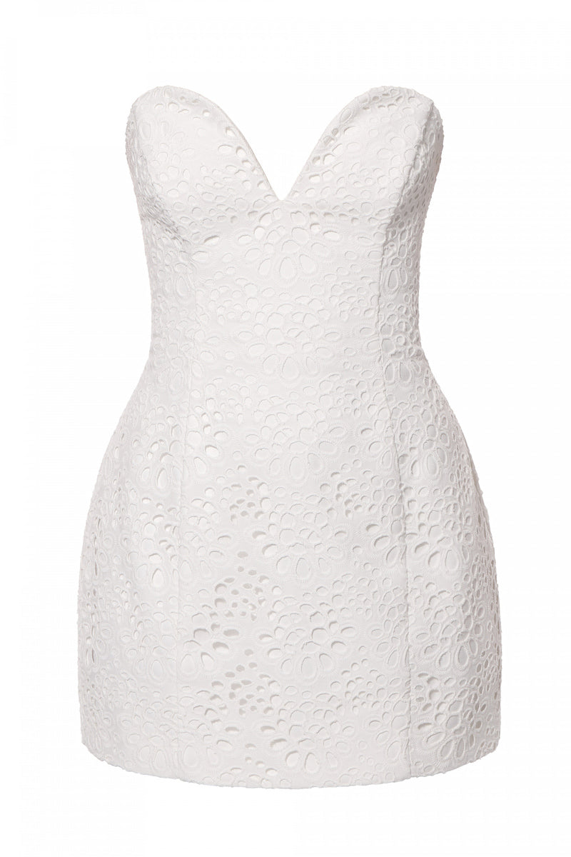 AZALIA EMBROIDERED OFF WHITE DRESS