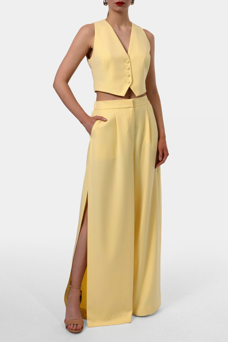 mustard yellow dress vest " Joanna " Reversible Quilted Padding Vest ( Mustard Yellow )