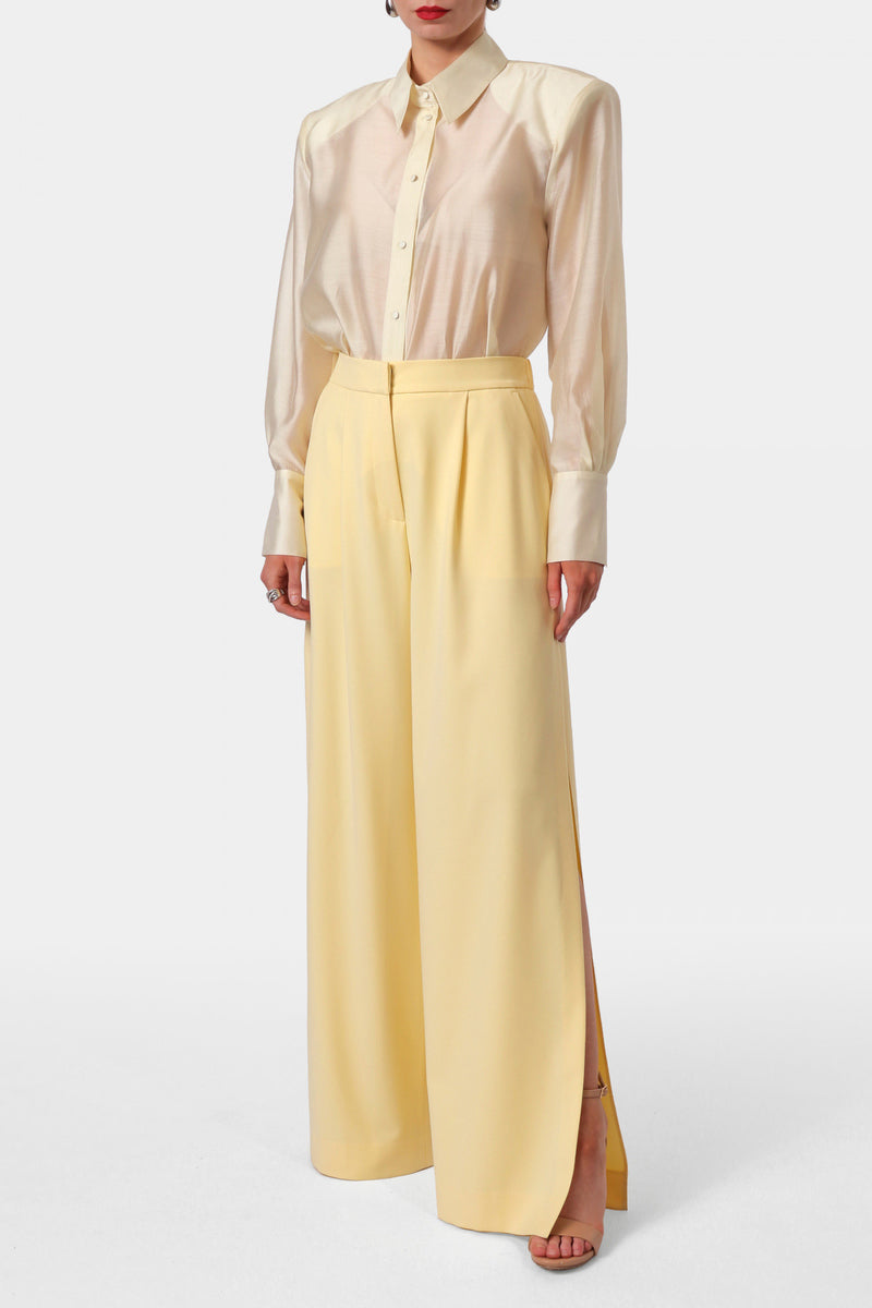 AGGI by HALEWSKI OMENA Butter Yellow Pants, stylish casual pants with a relaxed fit, displayed on a neutral background.