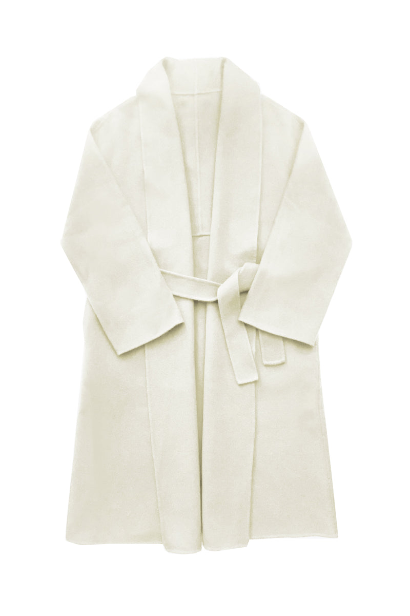 ILLYA BELTED COAT IN IVORY - CULT MIA