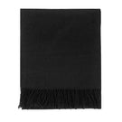 Aethera Helena cashmere shawl in Nero, draped elegantly, showcasing soft black cashmere fabric and versatile scarf style.