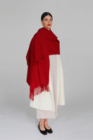 Aethera Serene Lambswool Shawl in crimson, soft and cozy scarf featuring woven texture perfect for stylish warmth.