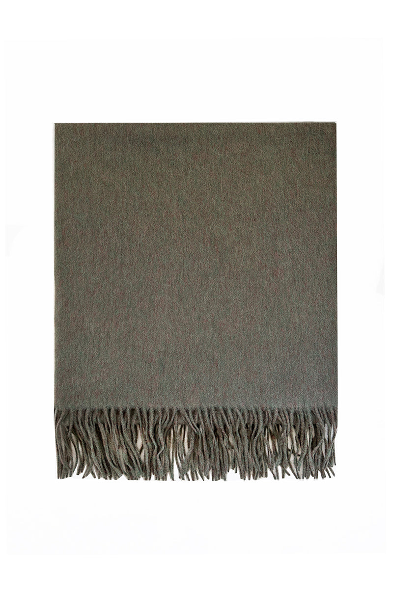 Aethera Serene Lambswool Shawl in Celadon, soft and cozy scarf with delicate texture, draped elegantly for a stylish look.