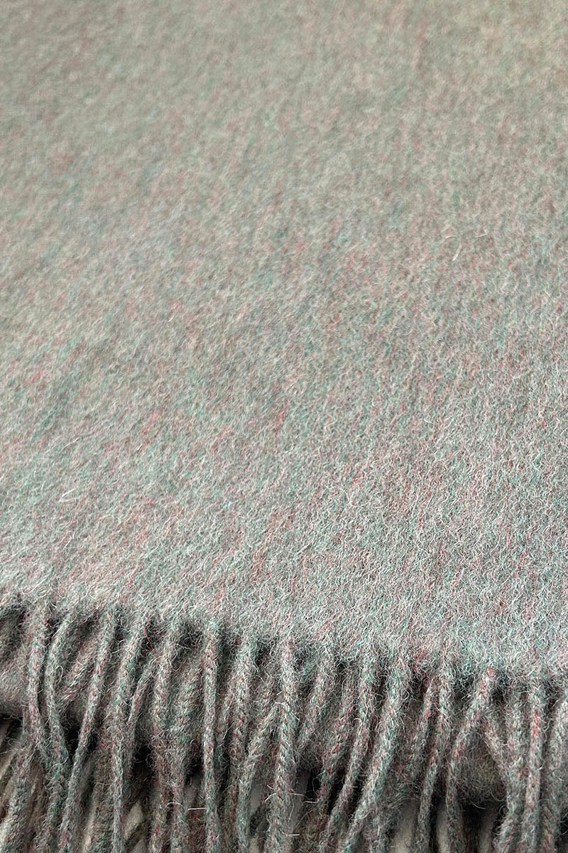 Aethera Serene Lambswool Shawl in celadon, soft and cozy scarf with a delicate woven texture, perfect for elegant layering.