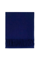 Aethera Serene lambswool navy shawl draped elegantly, showcasing its soft texture and versatile style for scarves and shawls.