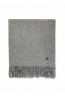 Aethera Helena cashmere shawl in steel color, draped to showcase soft, luxurious fabric and elegant design.