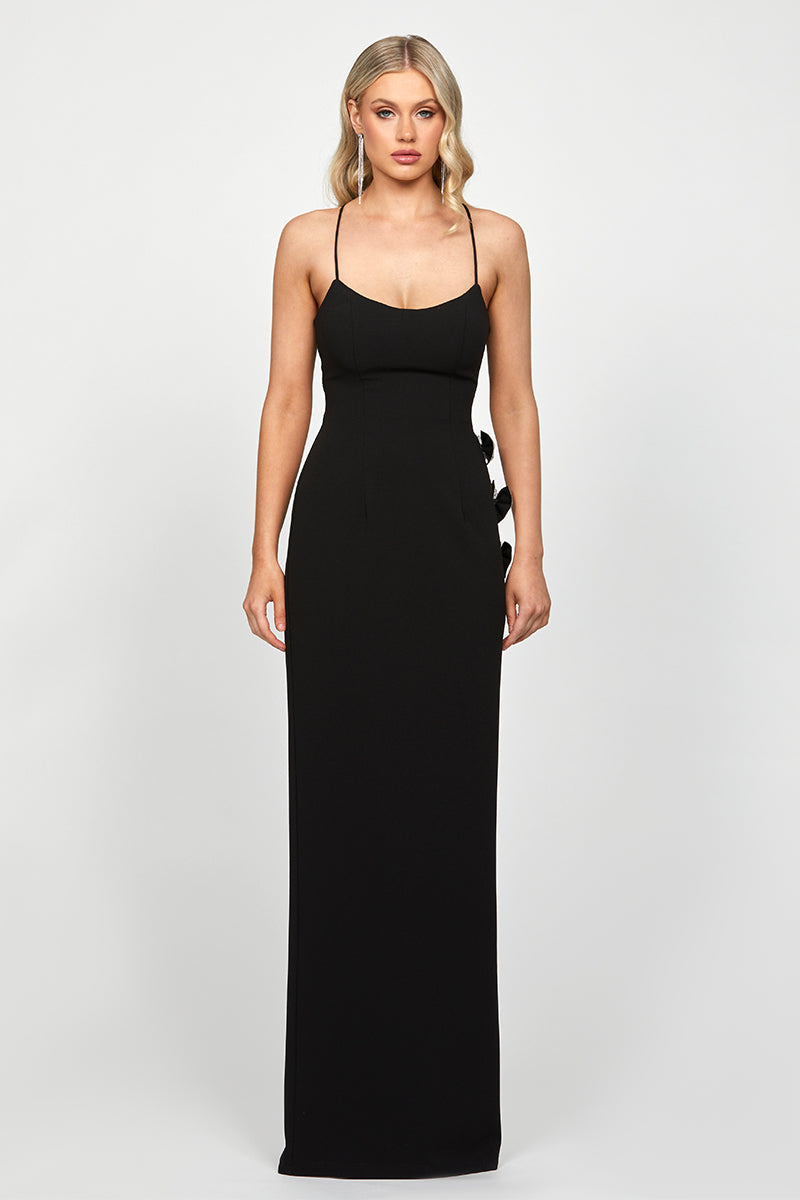 DERRY SCOOPED BOW GOWN IN BLACK - CULT MIA