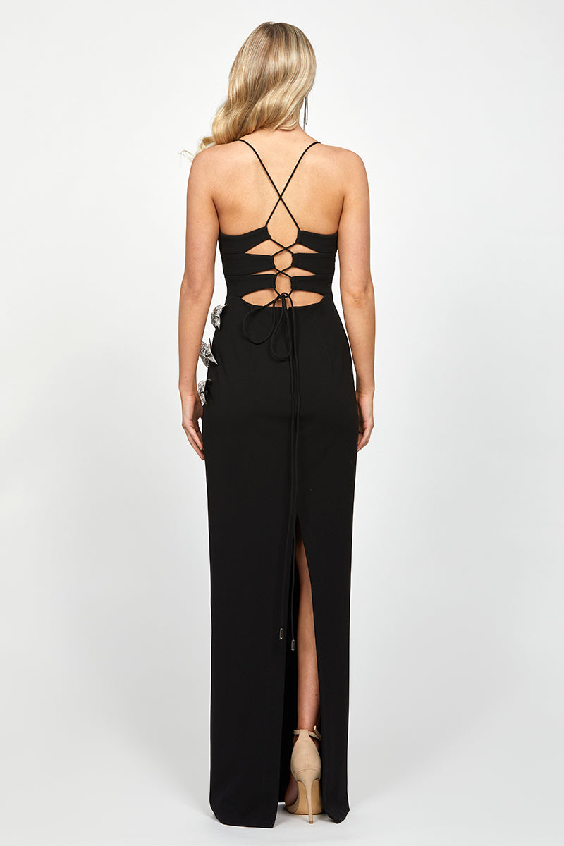 DERRY SCOOPED BOW GOWN IN BLACK - CULT MIA