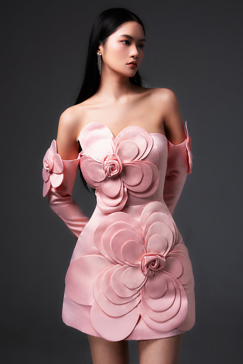 Pink velvet mini dress by Happy Clothing, Cult Mia X Amora A-line sleeved dress displayed on a hanger.