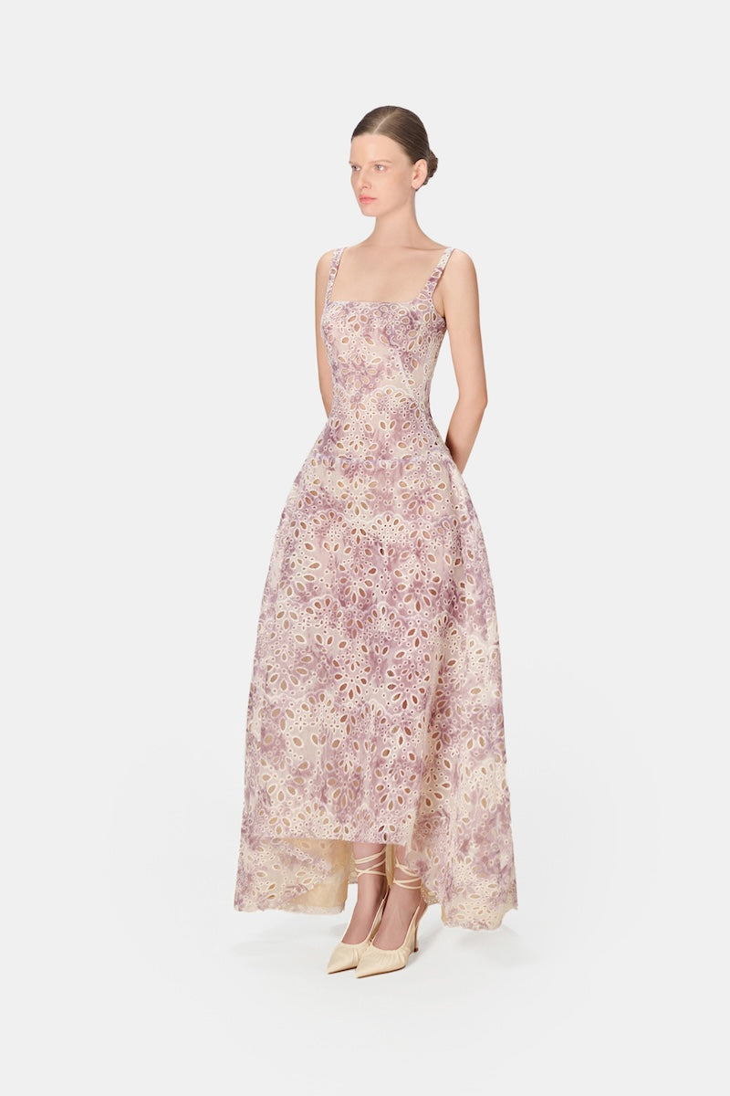 Lavender mullet gown by Montsand featuring a flowing design and elegant fabric, perfect for formal occasions.
