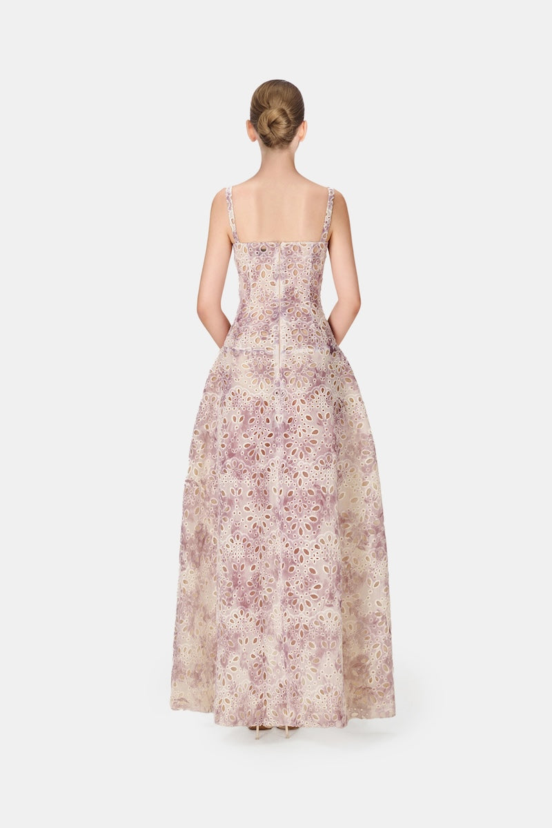 Montsand lilac mullet gown featuring flowing fabric and elegant design, perfect for formal occasions and evening wear.