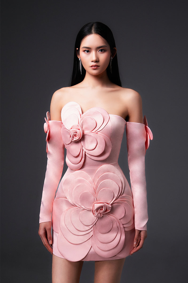 CULT MIA X HAPPY CLOTHING AMORA A-LINE SLEEVED VELVET MINI DRESS IN PINK - CULT MIA