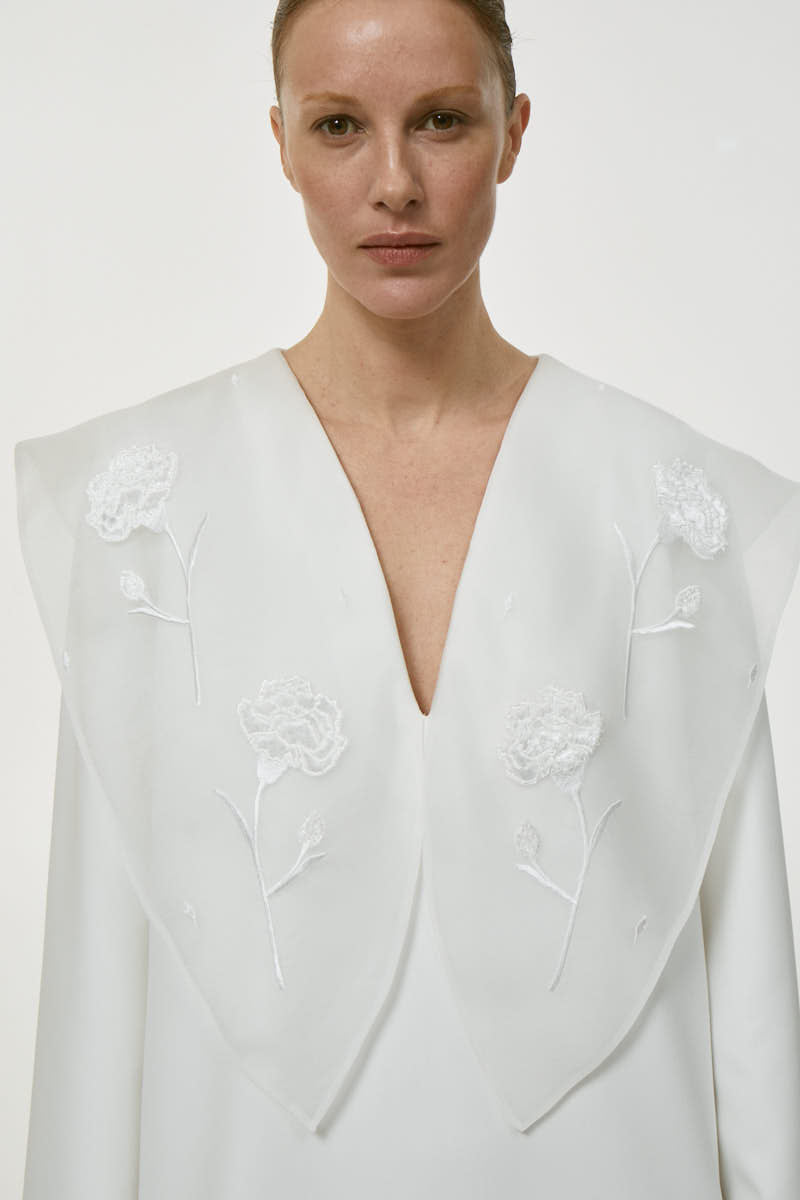 WHITE BLUEDOTTLE MIDI DRESS - CULT MIA