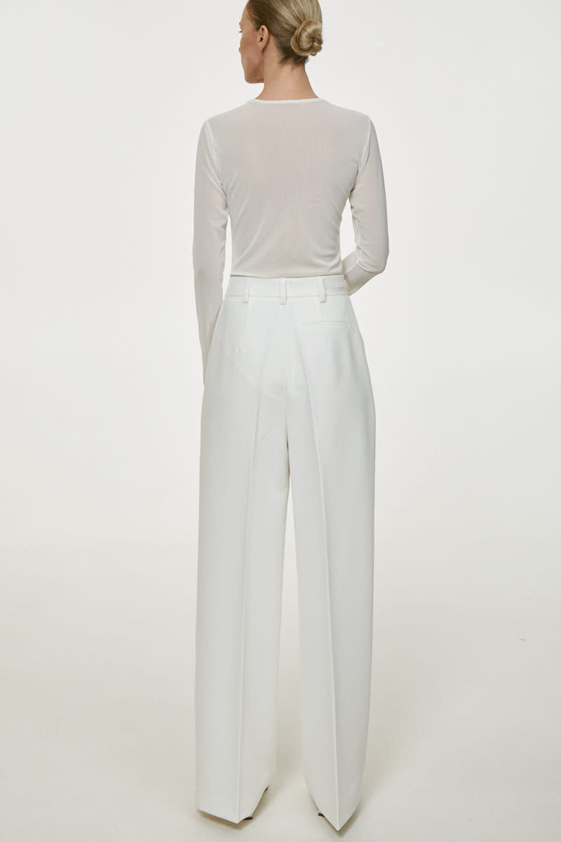 WHITE HIGHT-RISE WIDE LEG PANTS - CULT MIA