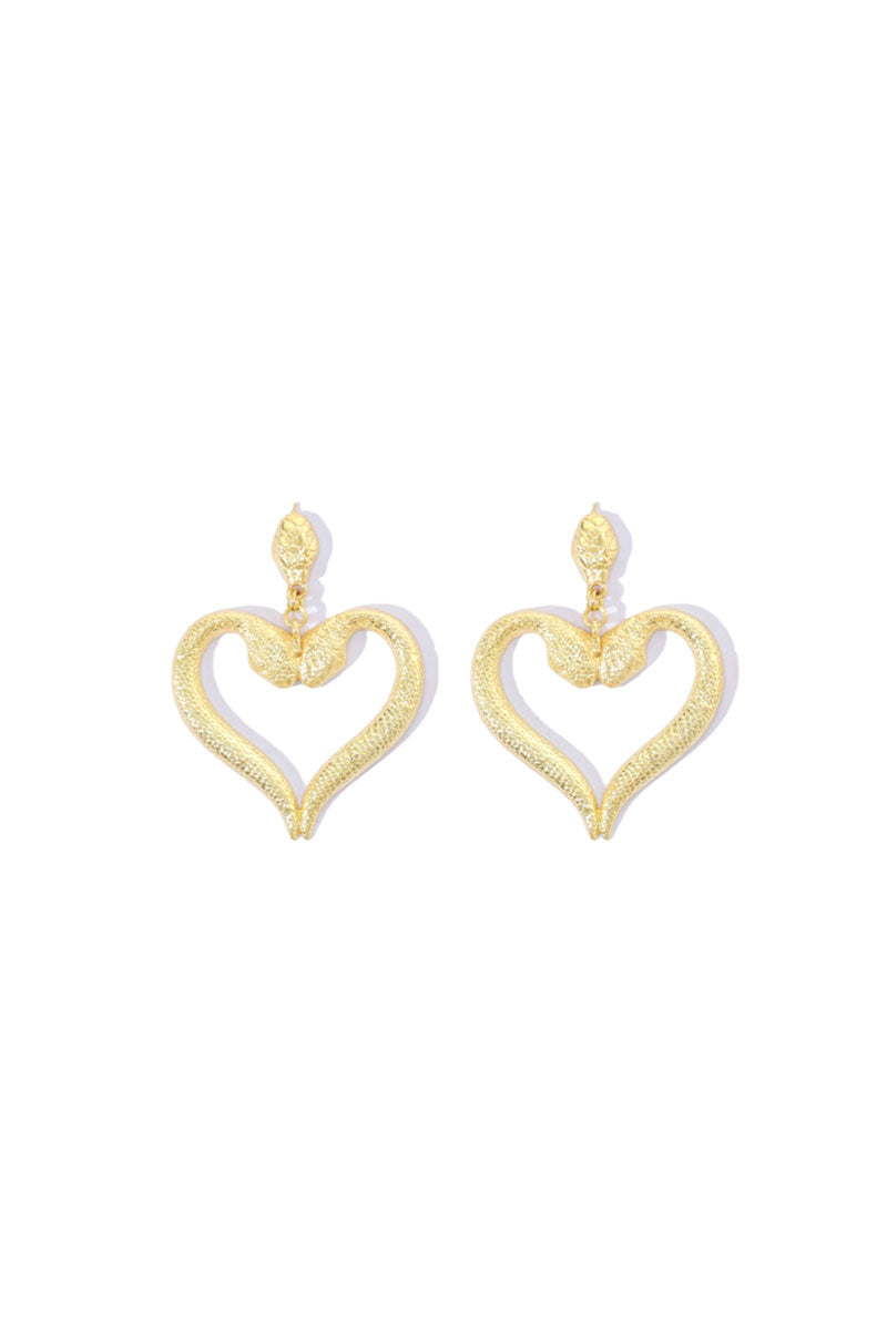 Natia x Lako snake-shaped heart earrings featuring sleek silver design with intricate detailing for a stylish look.