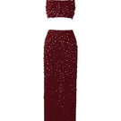 Rayane Bacha Dalya embellished halter co-ord set with intricate beadwork and stylish design, shown in the image.