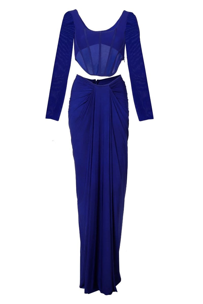 BLUE CORSET AND MAXI SKIRT SET | Deme By Gabriella | CULT MIA