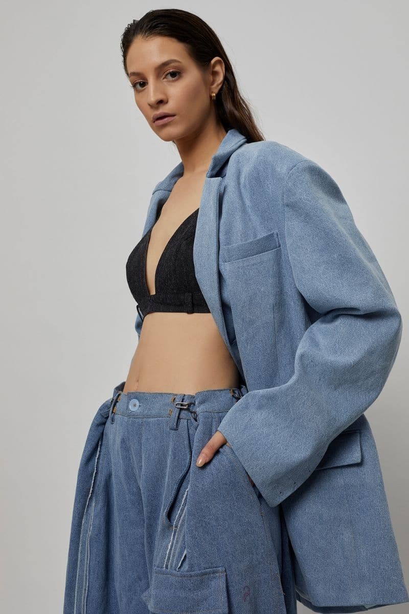 LOLA OVERSIZED DENIM BLAZER AND PANTS SET | Deme By Gabriella | CULT MIA
