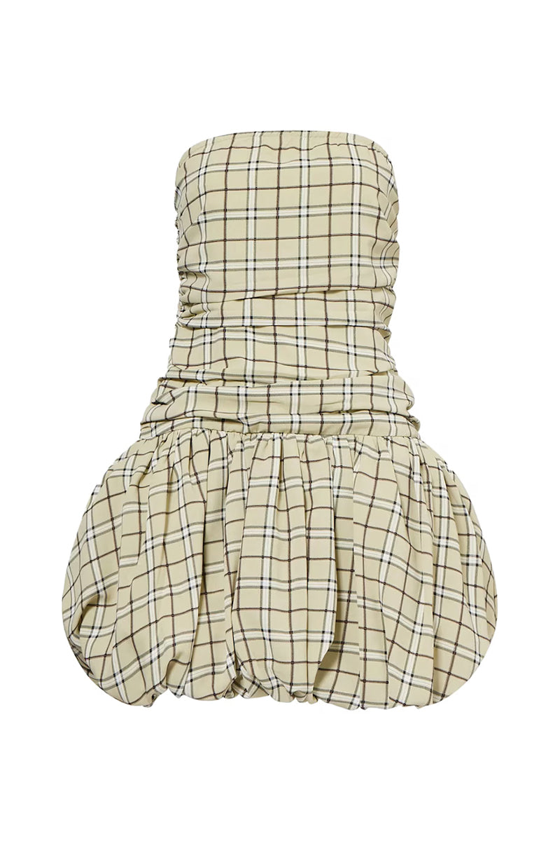 DIONNE LIGHT GREEN CHECK MINI DRESS - CULT MIA