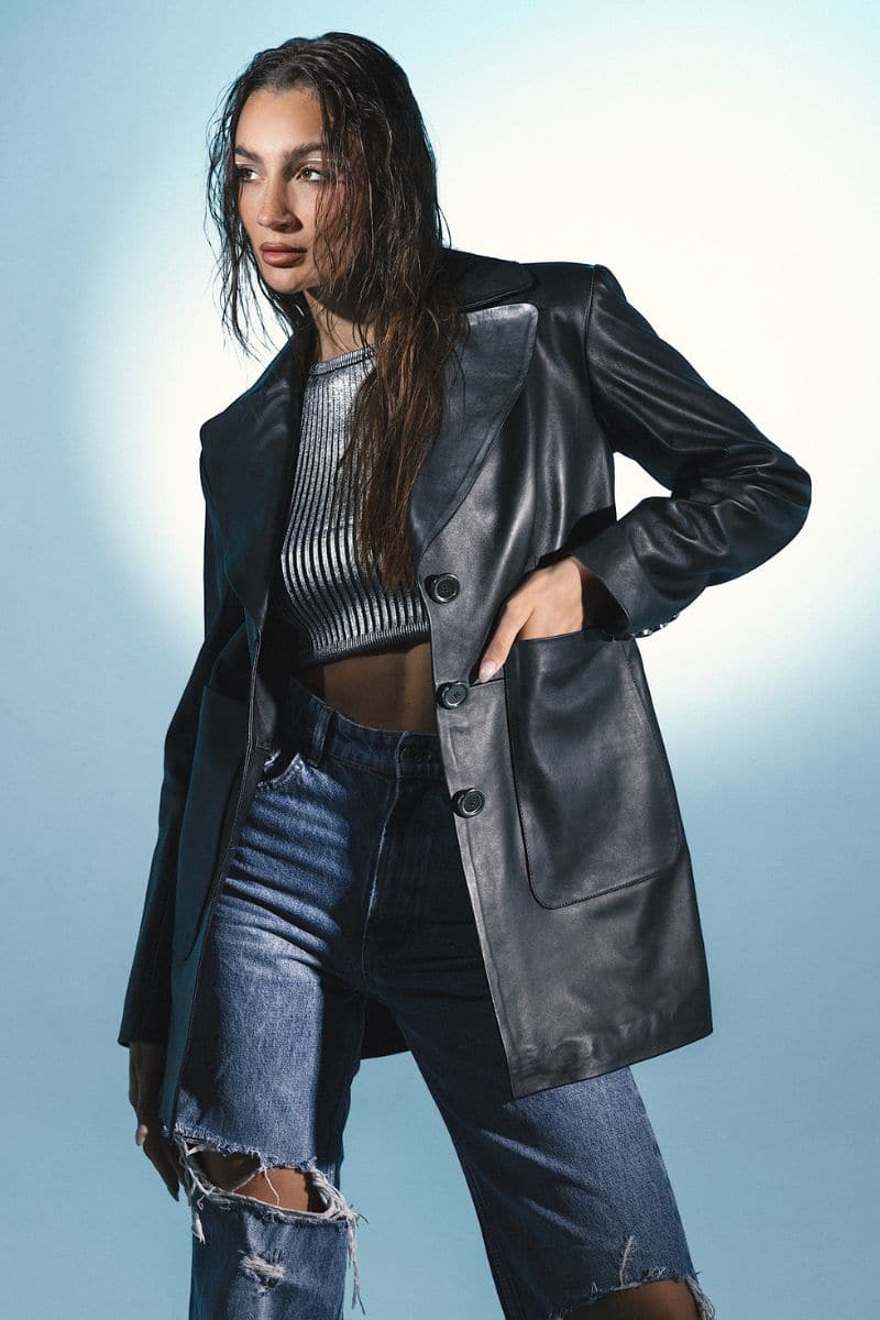 BLACK EZRA LEATHER BLAZER | Double A | CULT MIA