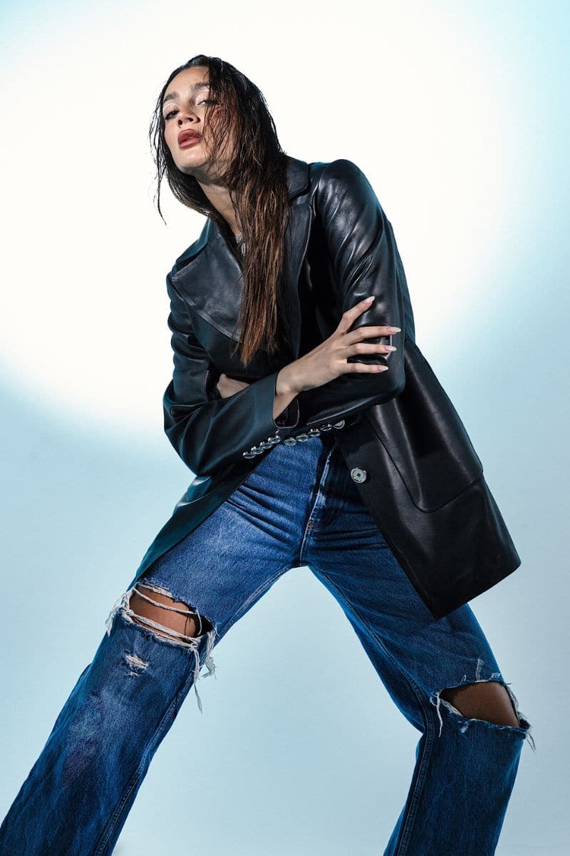 BLACK EZRA LEATHER BLAZER | Double A | CULT MIA