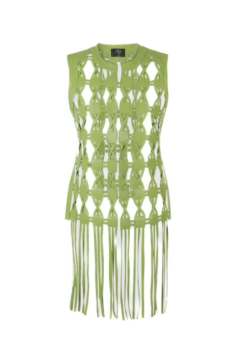 LIME GREEN HEATHER LEATHER VEST | Double A | CULT MIA
