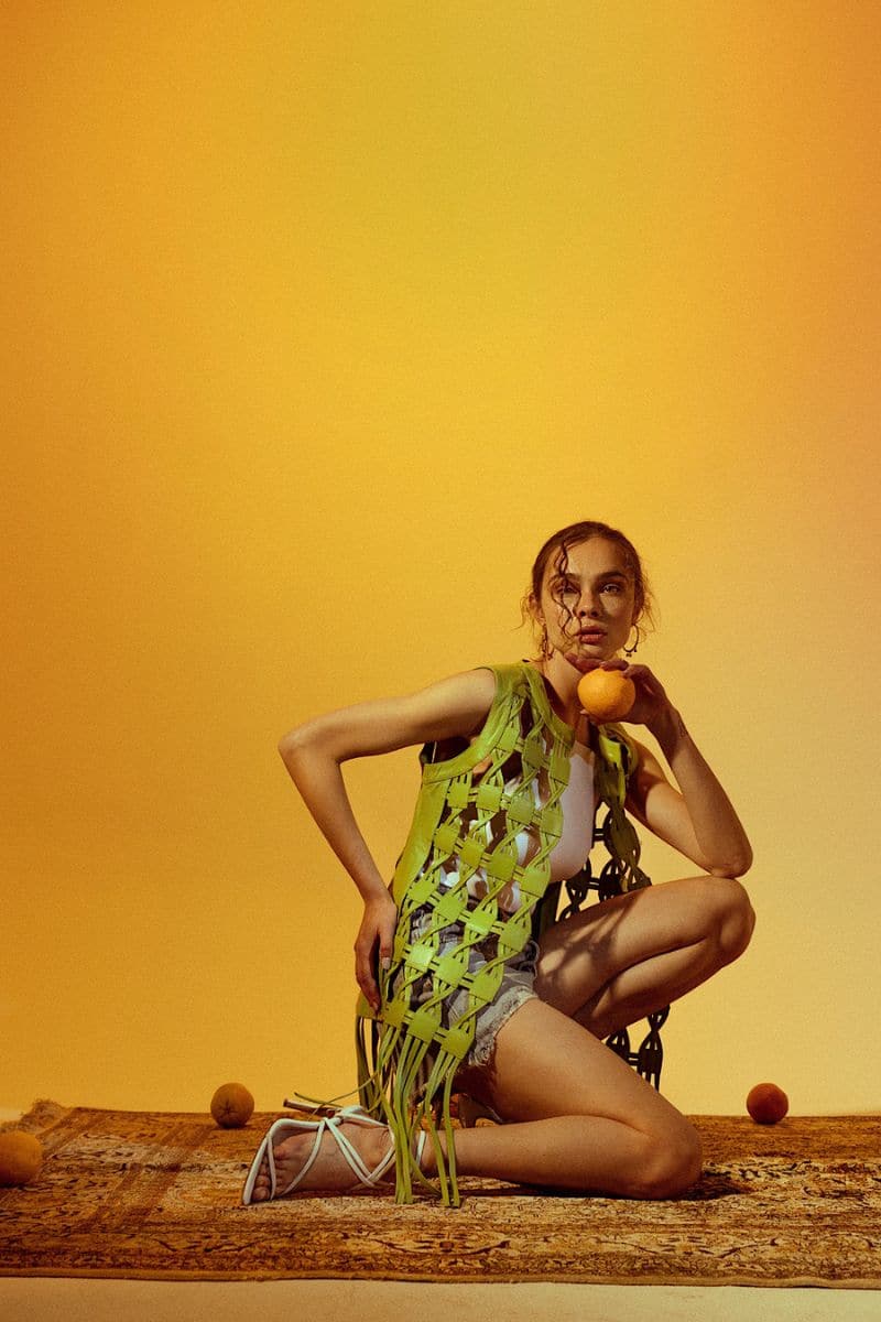 LIME GREEN HEATHER LEATHER VEST | Double A | CULT MIA