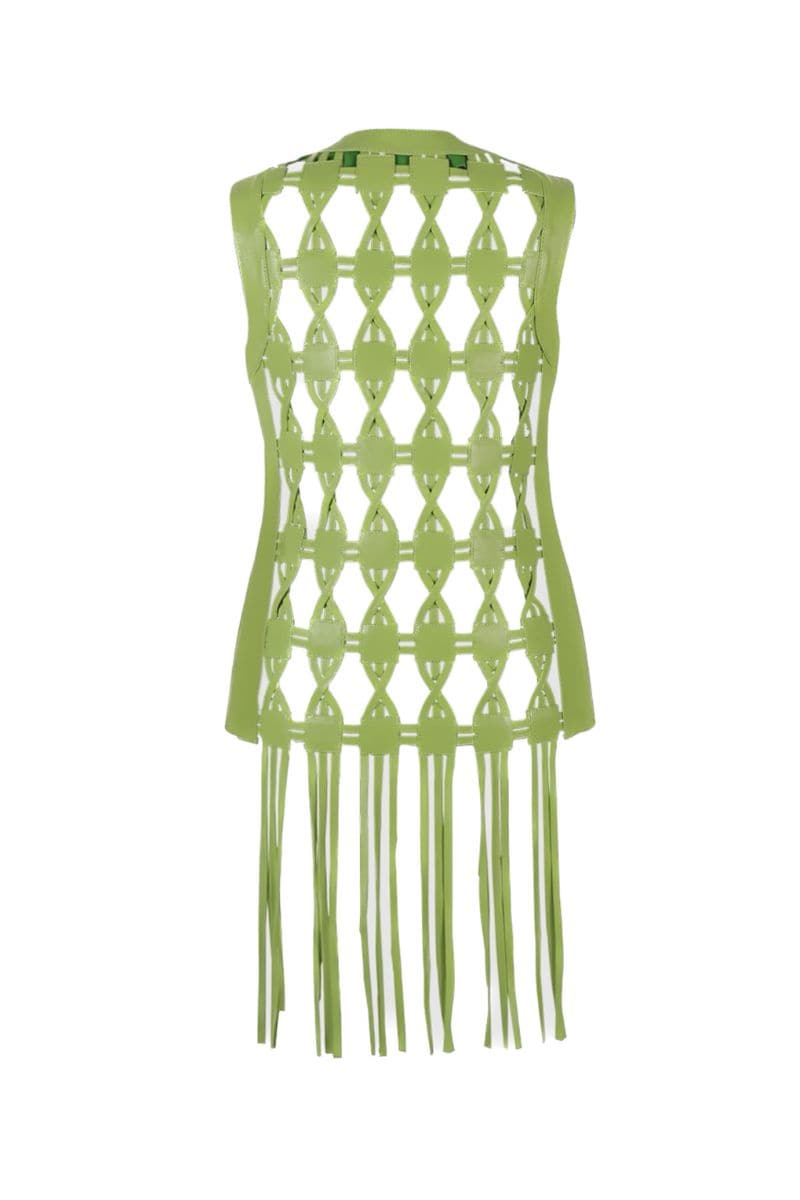 LIME GREEN HEATHER LEATHER VEST | Double A | CULT MIA