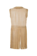 Nude beige ebony studded leather vest by Double A, featuring metal stud embellishments and a fitted sleeveless design.