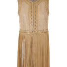 Nude beige ebony studded leather vest by Double A, featuring metallic studs and a fitted design, displayed on a plain background.