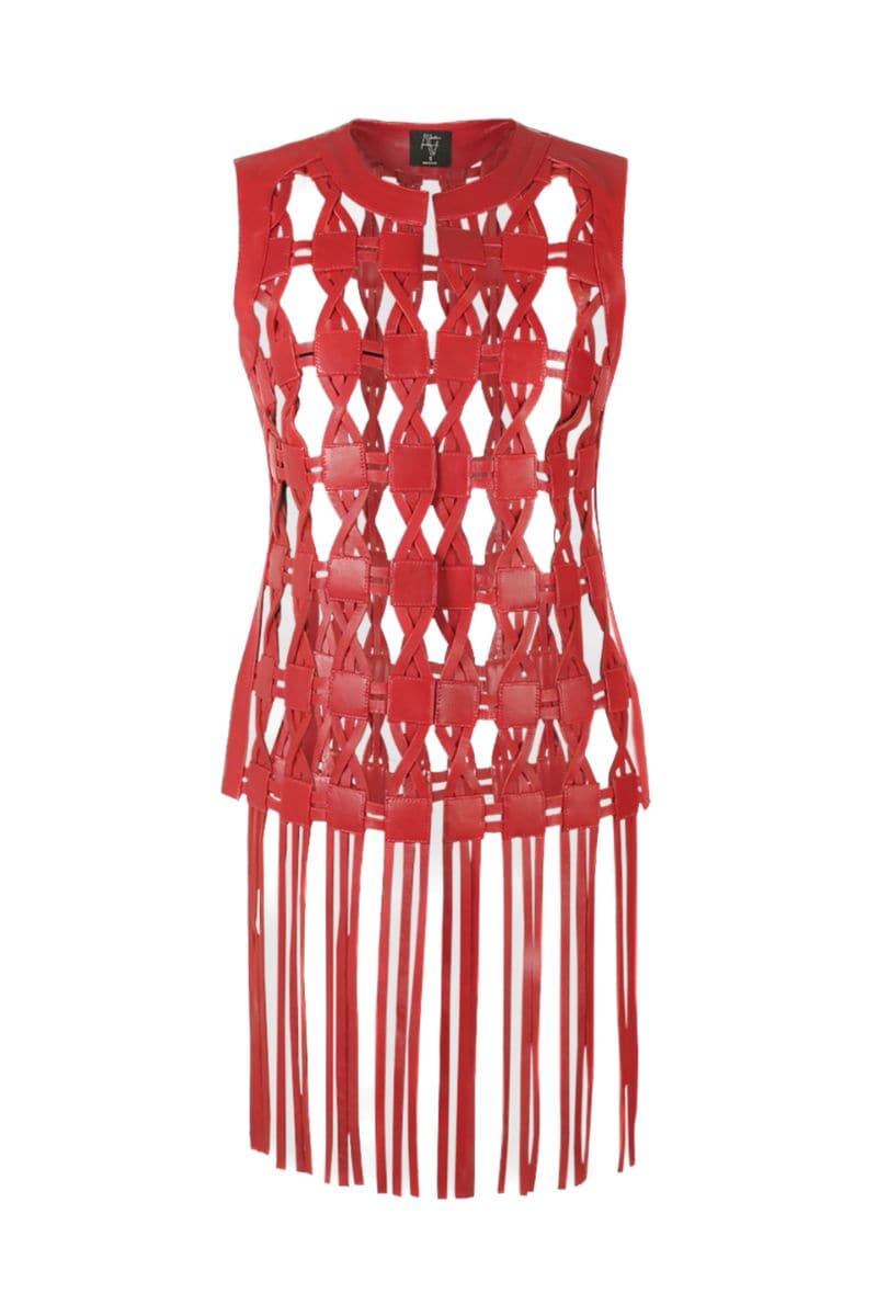 RED HEATHER LEATHER VEST | Double A | CULT MIA