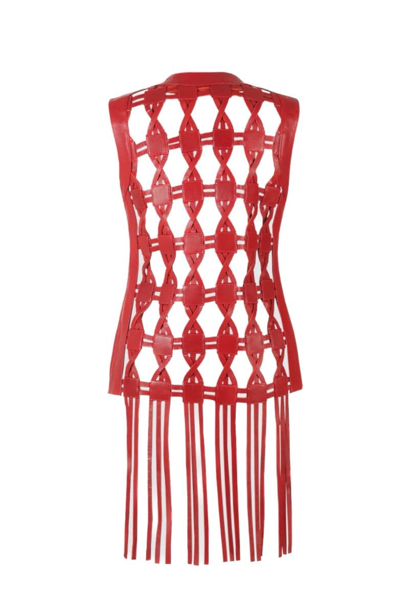 RED HEATHER LEATHER VEST | Double A | CULT MIA