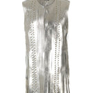 Silver Caniayla leather vest by Double A, stylish sleeveless vest with silver finish, front zipper and fitted design.