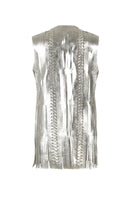 Silver Caniayla leather vest by Double A, stylish sleeveless vest with silver finish, shown in size XS.