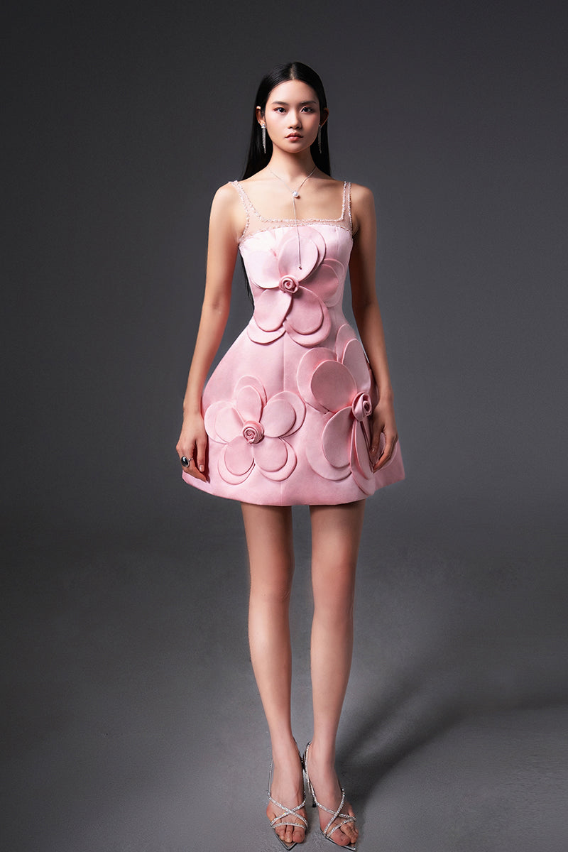 CULT MIA X HAPPY CLOTHING ANAHI FIT AND FLARE MINI DRESS IN PINK - CULT MIA