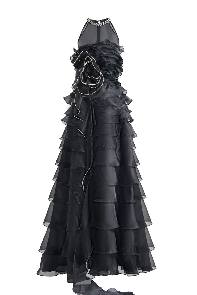 MADDOX LAYERED SLEEVELESS ORGANZA MAXI DRESS