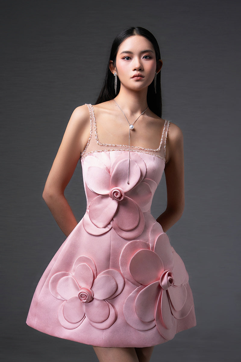 CULT MIA X HAPPY CLOTHING ANAHI FIT AND FLARE MINI DRESS IN PINK - CULT MIA