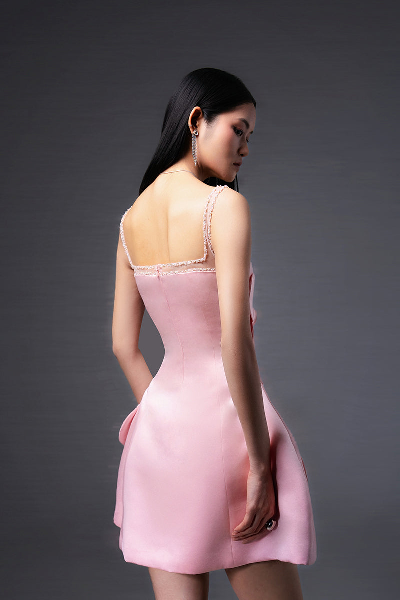CULT MIA X HAPPY CLOTHING ANAHI FIT AND FLARE MINI DRESS IN PINK - CULT MIA